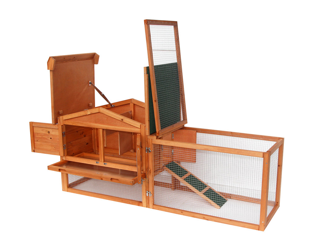 Lovupet 62'' Coop Rabbit Hutch Wood Chicken Tractor for Small Animals